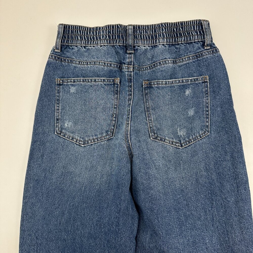 And Now This Snap Button Elastic Waist Barrel Distressed Women size 28 Blue jean - Picture 5 of 5